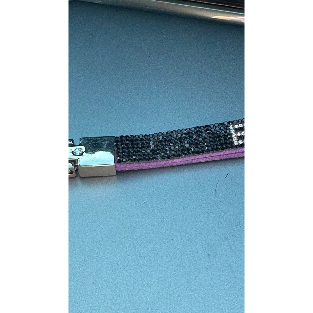 Erin Name Rhinestone Keychain Black Purple Crystal Wristlet‎ Strap  Ring